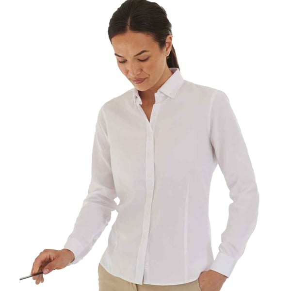 Henbury Womens/Ladies Cotton CoolPlus Long-Sleeved Formal Shirt