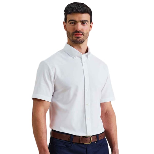 Premier Mens Supreme Oxford Short-Sleeved Formal Shirt