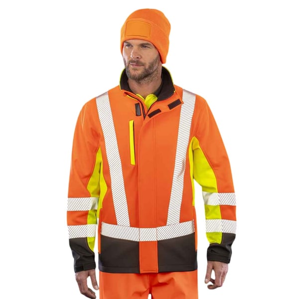 Result Genuine Recycled Mens 3 Tone 3 Layer Printable Safety Soft Shell Jacket