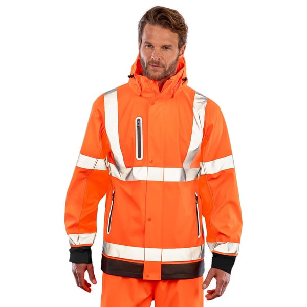 Result Genuine Recycled Mens Prism Hi-Vis Heavy Duty Hooded Jacket