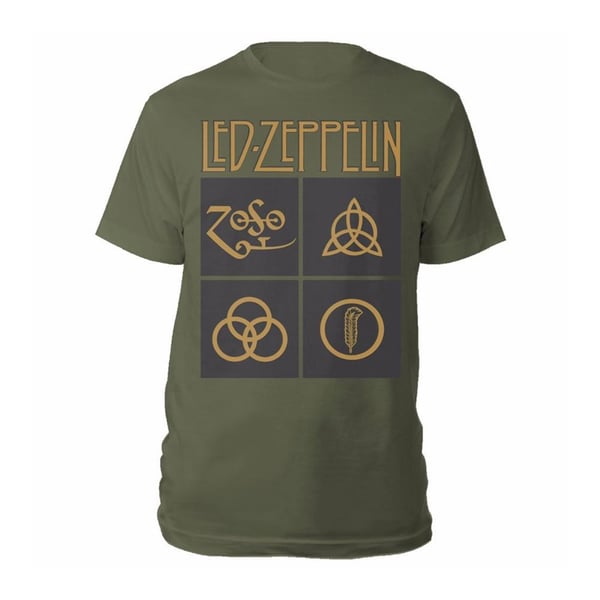 Led Zeppelin Unisex T-shirt til voksne med symboler og firkanter