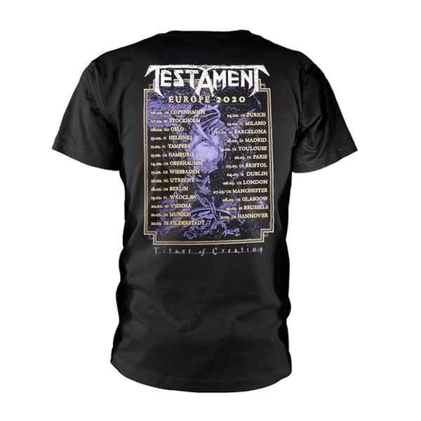 Testament Unisex T-shirt til voksne med Titans Of Creation Europa 2020-turne