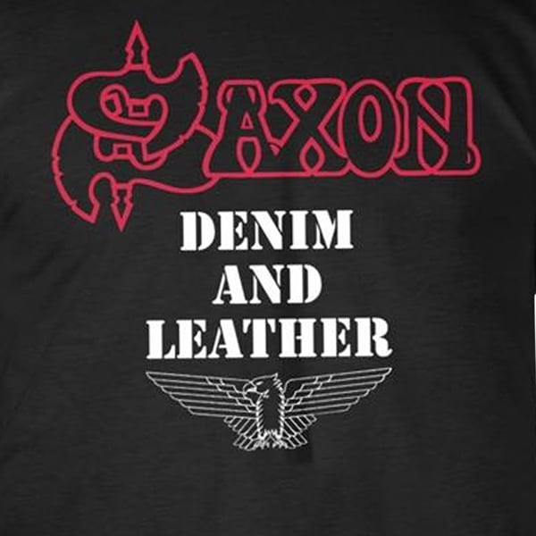 Saxon Unisex T-shirt i denim og læder til voksne