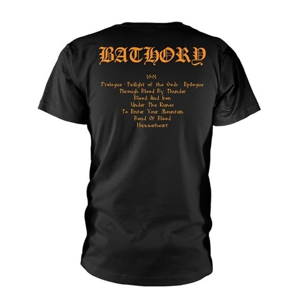 Bathory Unisex T-shirt til voksne med gudernes tusmørke med rygtryk