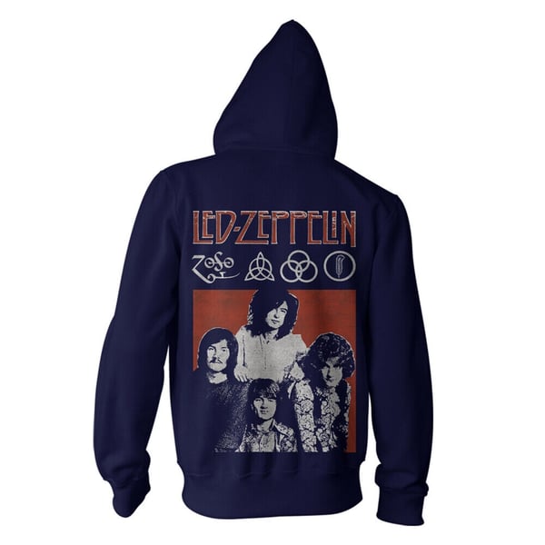 Led Zeppelin Unisex Adult Photo Full Zip Hoodie
