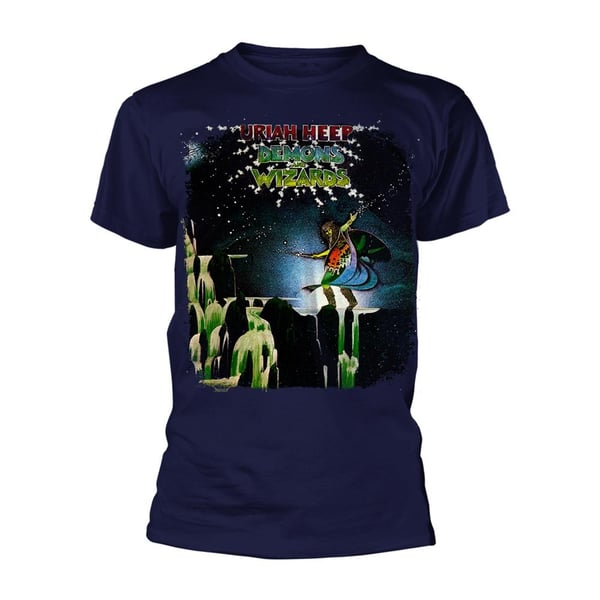 Uriah Heep Unisex T-shirt til voksne med dæmoner og troldmænd