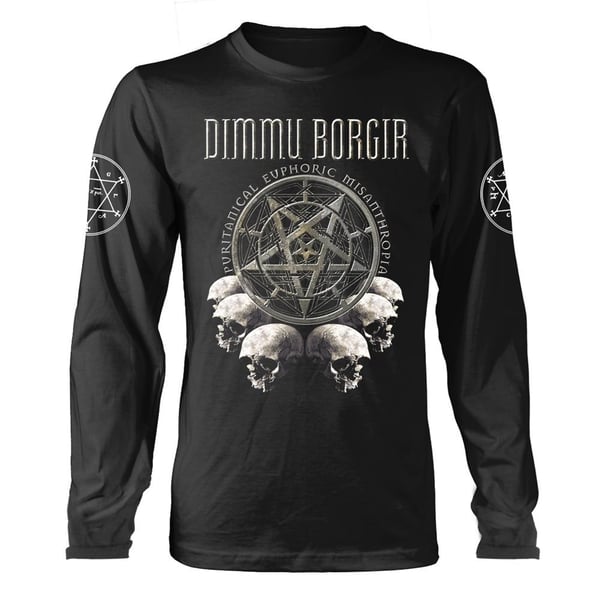 Dimmu Borgir Unisex Adult Puritanical Euphoric Misanthropia Skulls Long-Sleeved T-Shirt