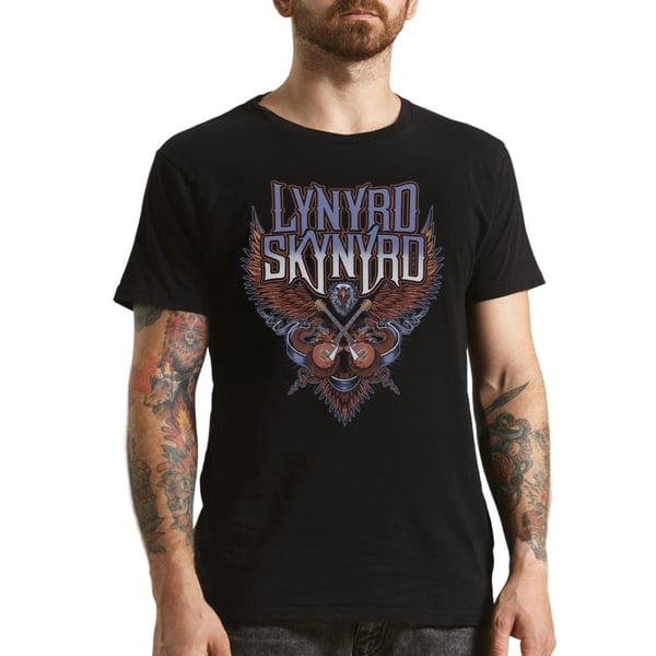 Lynyrd Skynyrd Unisex T-shirt til voksne med krydsede guitarer
