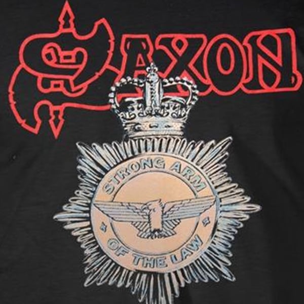 Saxon Unisex voksen T-shirt med lovens stærke arm for voksne