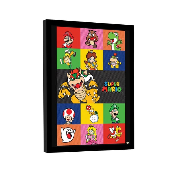 Super Mario -hahmojen kehystetty taulu