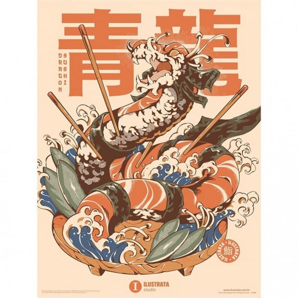 Ilustrata Dragon Sushi-tryck