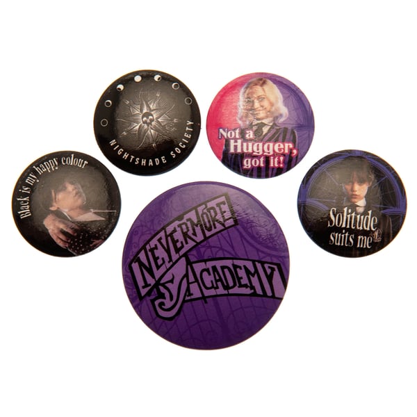 Wednesday Nevermore Badge (Pack of 5)