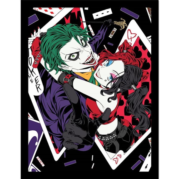 Batman Harley Quinn och Jokern Inramad Affisch