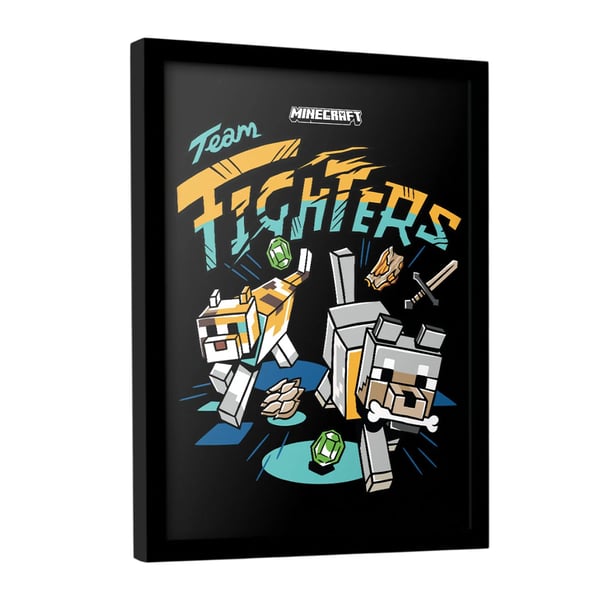 Minecraft Team Fighters -kehystetty juliste