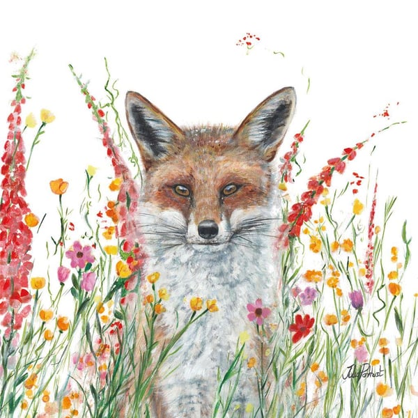 Julia Pankhurst Fox In Flowers Framed Canvas Print