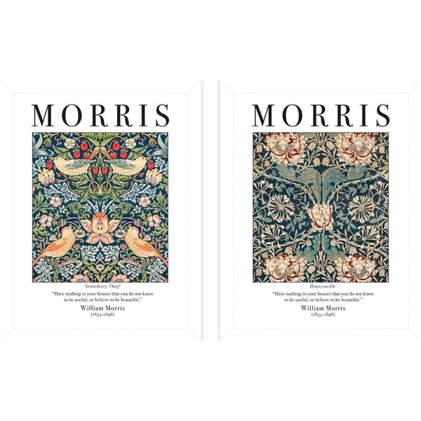 William Morris Strawberry Thief Honeysuckle Framed Print Set  (Pack of 2)