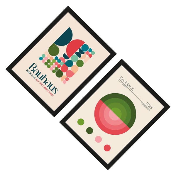 Emel Tunaboylu Bauhaus Kutular 2  Bauhaus Yesil Daire Framed Print Set  (Pack of 2)
