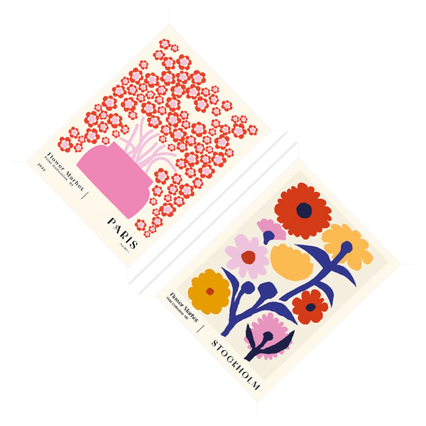 NKTN Flower Market Paris Flower Marker Stockholm Framed Print Set (Pack of 2)