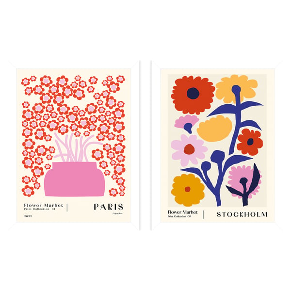 NKTN Flower Market Paris Flower Marker Stockholm Framed Print Set (Pack of 2)
