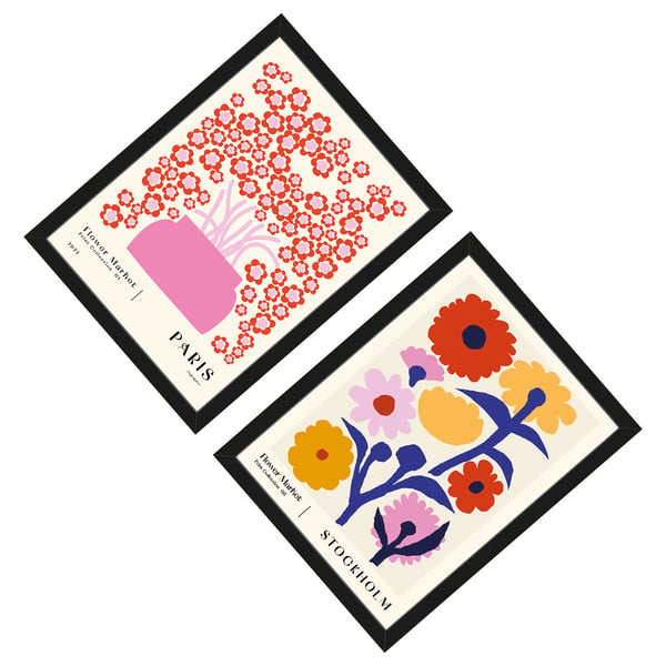 NKTN Flower Market Paris Flower Marker Stockholm Framed Print Set  (Pack of 2)
