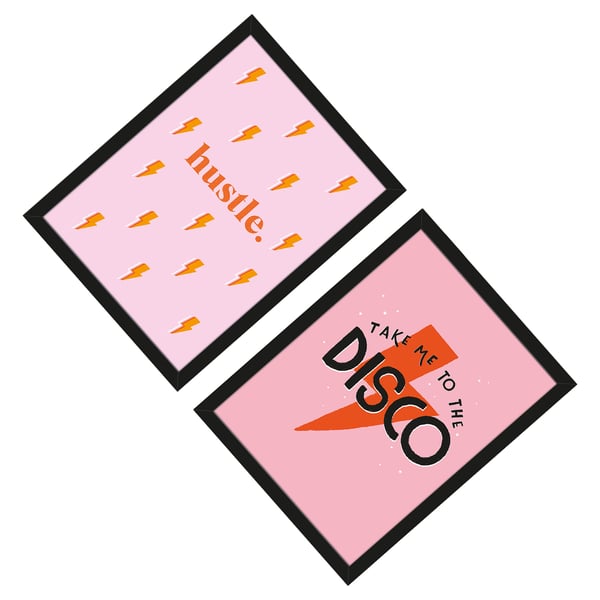 Duchess Plum Hustle/Take Me To The Disco Framed Print Set  (Pack of 2)