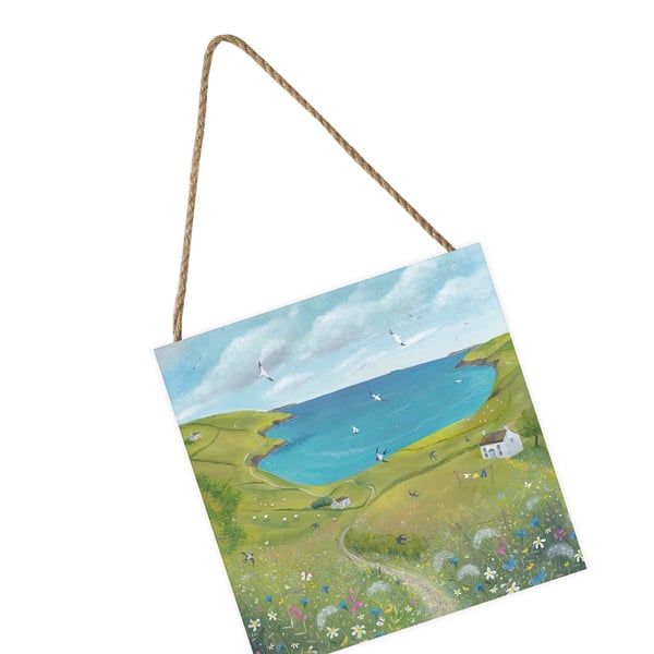 Julia Crossland Along The Coast Path Wooden Block