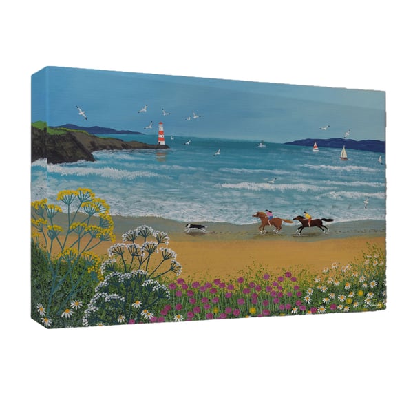 Jo Grundy The Race To The Lighthouse Framed Canvas Print