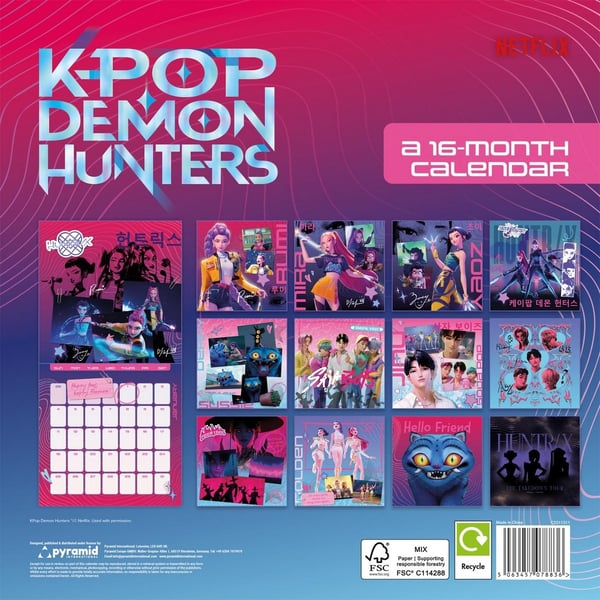 K-Pop Demonjägare 2026 Fyrkantig Kalender