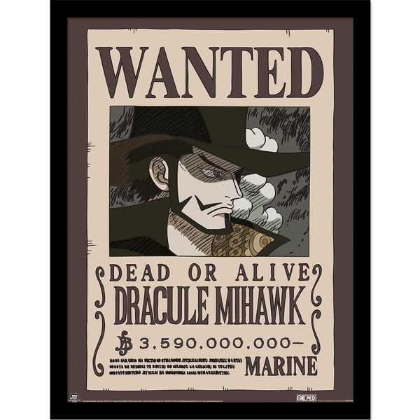 One Piece Wanted Dracule Mihawk Framed Poster