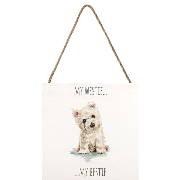 Louise Nisbet West Highland Terrier-plakette af træ