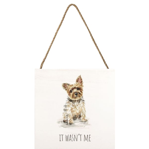Louise Nisbet Yorkshire Terrier-plakette i træ
