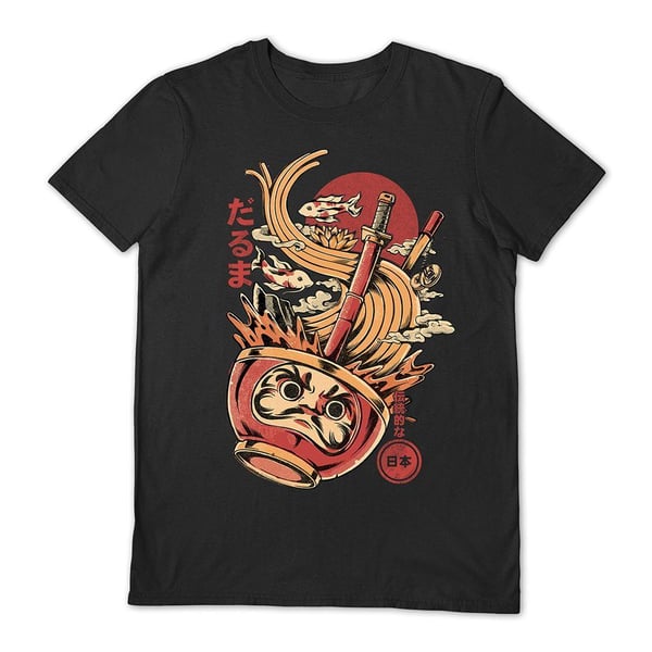 Ilustrata Unisex Aikuisten Daruma's Ramen T-paita