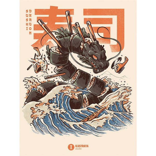 Ilustrata Sushi Dragon Canvas Print
