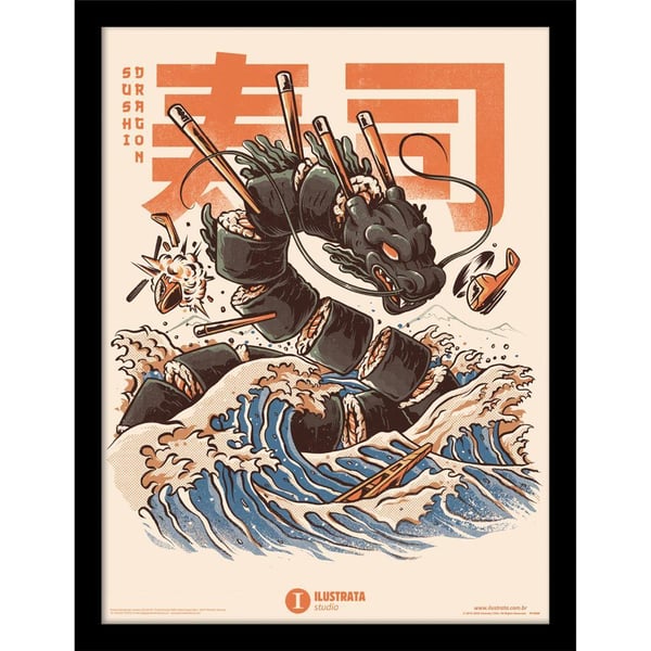 Ilustrata Sushi Dragon kehystetty juliste
