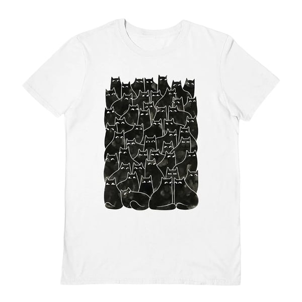 Little Clyde Unisex Adult Suspicious Cat T-Shirt Little Clyde Unisex Adult Suspicious Cat T-Shirt