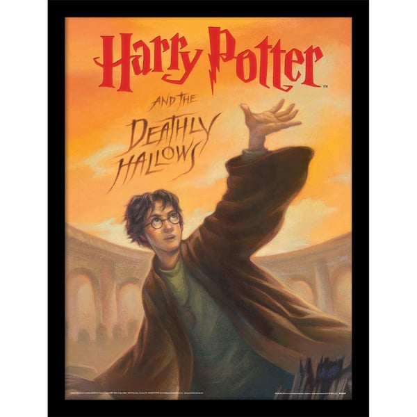 Harry Potter And The Deathly Hallows Book Cover Framed Poster