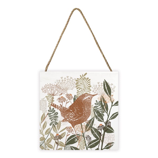 Summer Thornton Woodland Nature-Wren Wooden Block