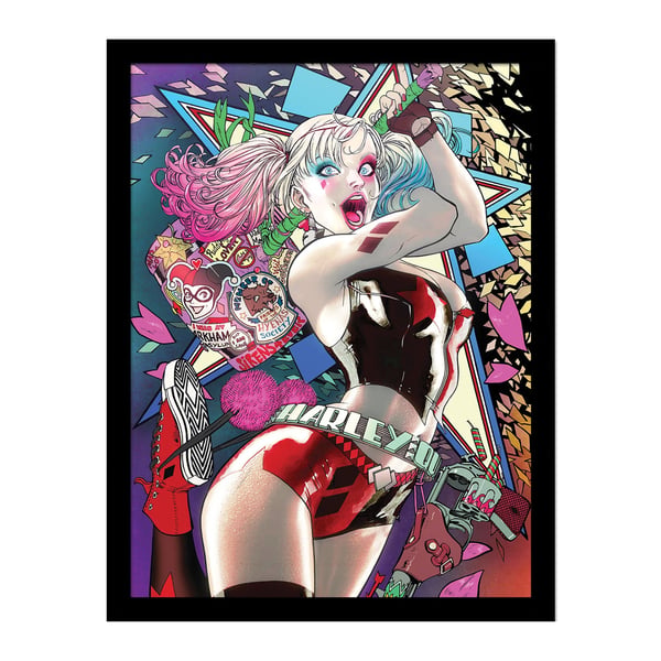 DC Comics Harley Quinn Comic Inramad Affisch