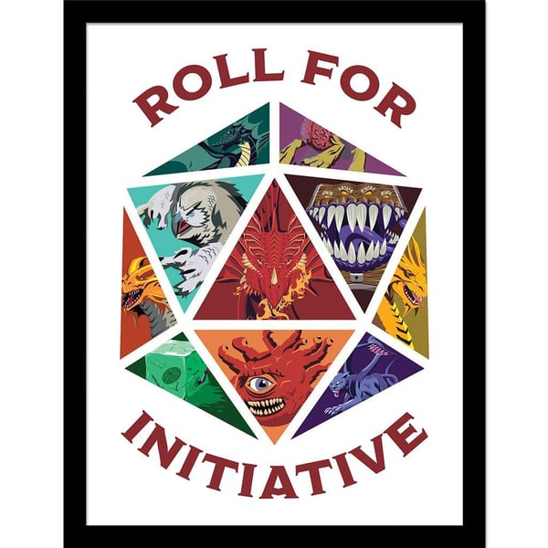 Dungeons & Dragons -hahmojen kehystetty juliste