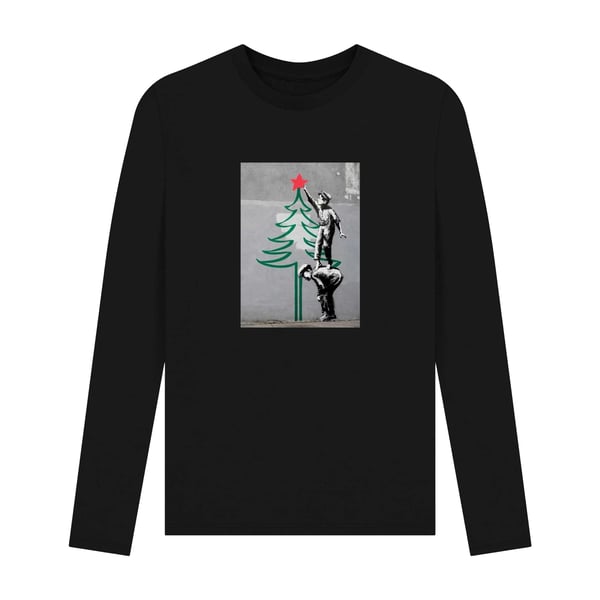 Apoh Unisex Adult Banksy Long-Sleeved Christmas T-Shirt Apoh Unisex Adult Banksy Long-Sleeved Christmas T-Shirt