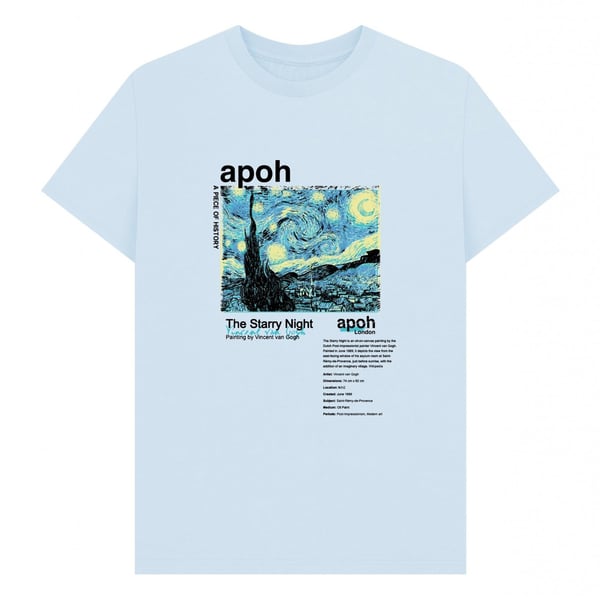 Apoh Unisex Adult Starry Night Text Vincent Van Gogh T-Shirt