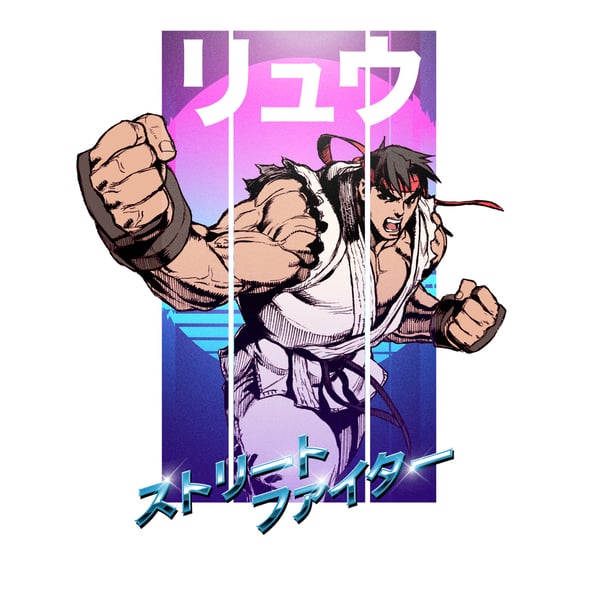 Street Fighter Unisex Adult Future 80s Ryu T-Shirt