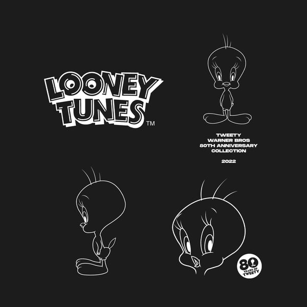 Tweety Unisex Adult Outline 80th T-Shirt