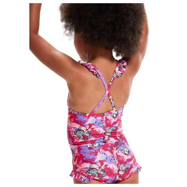 Speedo Baby Girls Learn To Swim Printed Thin Strap Frill One Piece Swimsuit