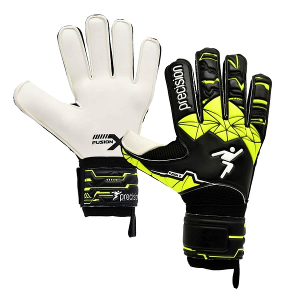 Precision Childrens/Kids Fusion X Flat Cut Finger Protect Goalkeeper Gloves