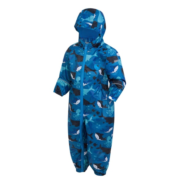 Regatta Childrens/Kids Pobble Bubbles The Shark Waterproof Puddle Suit