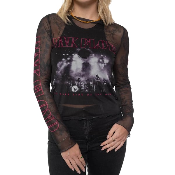 Pink Floyd Womens/Ladies Live Band Mesh Long-Sleeved Crop Top