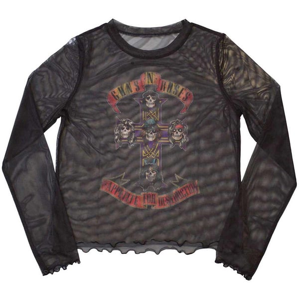 Guns N Roses Womens/Ladies Appetite For Destruction Mesh Long-Sleeved Crop Top