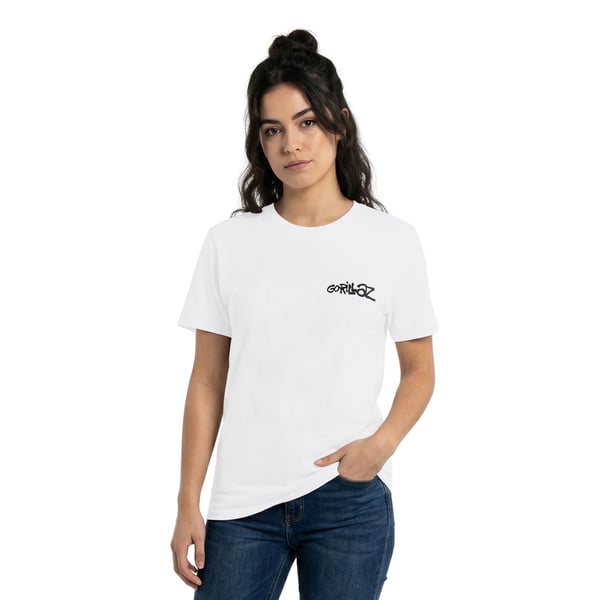 Gorillaz Unisex Adult Song Machine Brush Back Print Logo T-Shirt