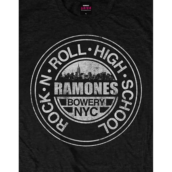 Ramones Unisex Aikuisten Rock ´n Roll High School Bowery New York T-paita